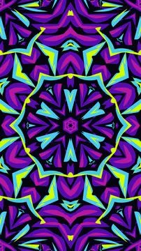 Abstract mandala pattern with neon purple and yellow for digital assets. Stock Illustration