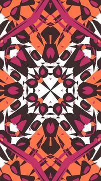 Abstract mandala pattern with orange pink and brown geometric shapes. Stock Illustration