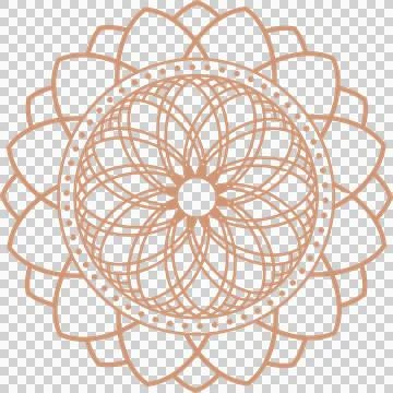Abstract mandala is rotating in flat vector with gold loops, dotted ring on イラスト素材