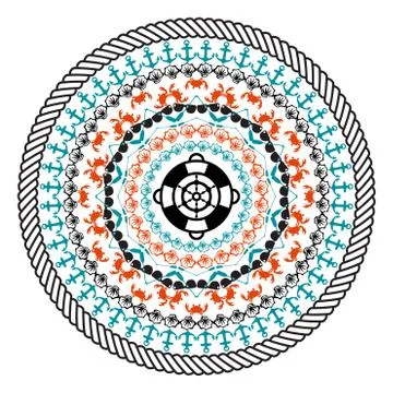 Abstract mandala style - beach concept - Vector Illustration Stock Illustration