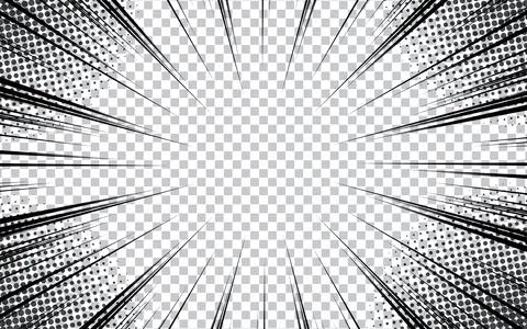 Abstract manga comic background with radial halftone. Pop art halftone text.. Illustrazione stock