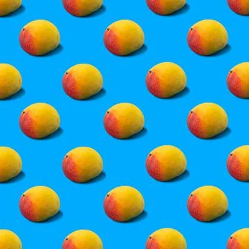 Abstract mango fruit pattern on blue background Stock Photos