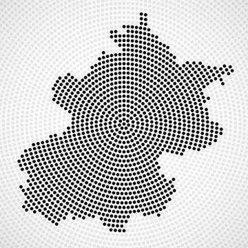 Abstract map Beijing of radial dots, halftone concept Stock Illustration