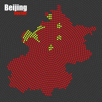 Abstract map Beijing of radial dots with flag China inside Stock Illustration