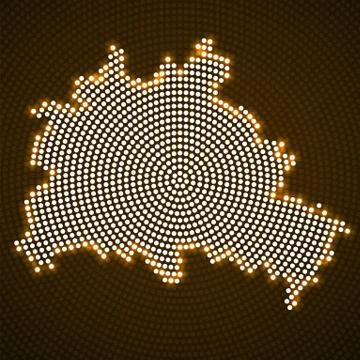 Abstract map Berlin of glowing radial dots, halftone concept Stock Illustration