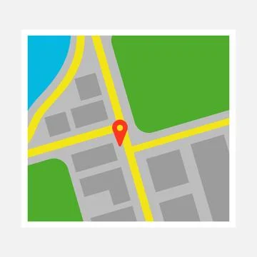 An abstract map of the city is isolated on a white background. Stock Illustration