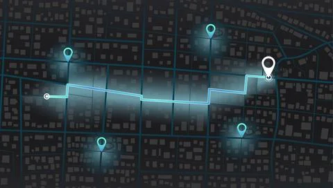 Abstract map city. Multiple destinations with location system. Direction markers Stock Illustration