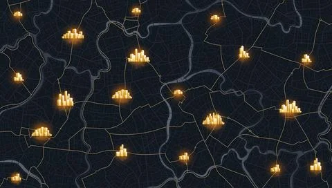 Abstract Map city. Multiple destinations with location system. Direction Stock Illustration