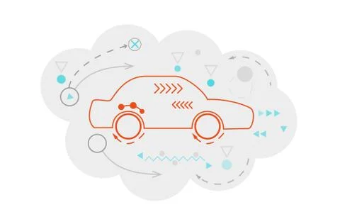 Abstract map of the cloud with car and lines Stock-Illustration