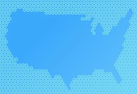 Abstract map composed of hexagons. Stock Illustration