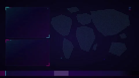 Abstract map formed by glowing dots with futuristic interface panels on dar.. 動画素材 336364900