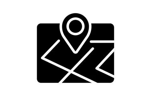 Abstract Map Icon with Location Pin for Navigation and Location Services Illustrazione stock