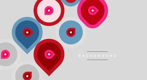 Abstract map markers, circles, varying shades. Minimalist design with gray Illustrazione stock