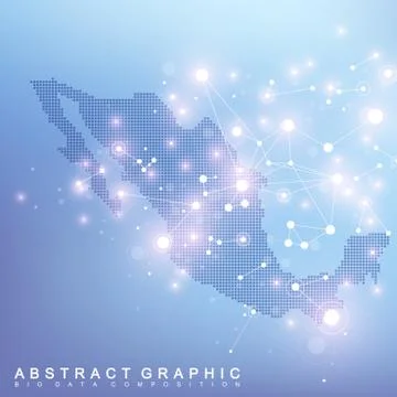 Abstract map of Mexico global network connection. Vector background technology Illustrazione stock