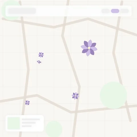Abstract Map Navigation UI Elements with Floral Icons and Soft Gradients Stock Footage 346283719