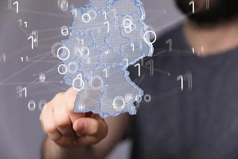 Abstract map with networking icons on the background of a man 스톡 사진