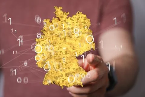 Abstract map with networking icons on the background of a man Foto stock