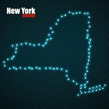 Abstract map New York of glowing dots, halftone concept 스톡 일러스트