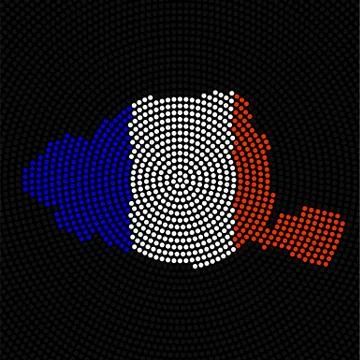 Abstract map Paris of radial dots with flag France inside Stock Illustration