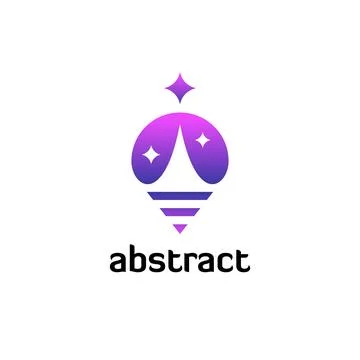 Abstract Map Pin Icon AI Logo Stock Illustration