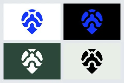 Abstract Map Pin Logo Template Set Stock Illustration