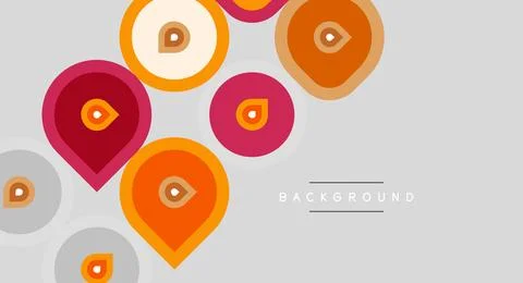 Abstract map pins, circles, varying shades. Background gradient, simple desig Stock Illustration