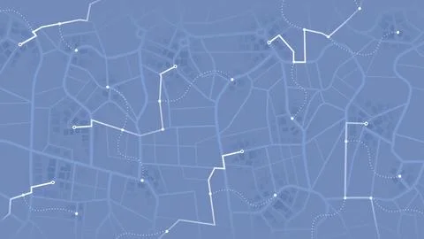 Abstract map with pins location on streets, marked with different colors. Pins Stock Illustration