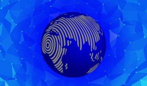 Abstract map of the planet Earth on a background of a grid of triangles. Vect Stock Illustration