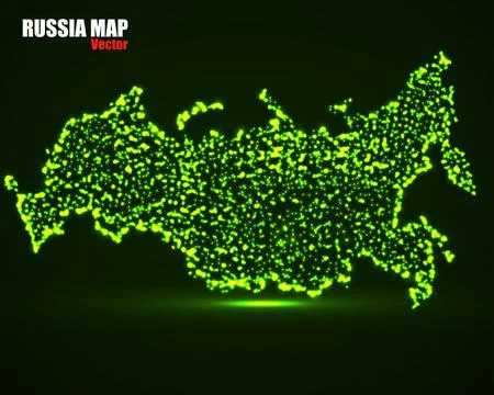 Abstract map of Russia with glowing particles, vector illustration Stock Illustration