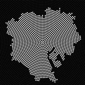 Abstract map Tokyo of radial dots, halftone concept Stock Illustration