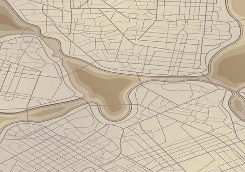 Abstract map with unique lines and river, geometric patterns background. Stock Illustration