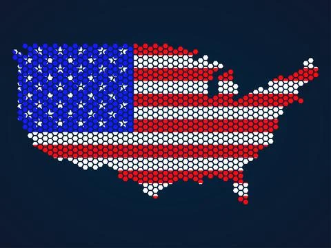 Abstract map of USA from hexagons. Vector illustration Stock Illustration
