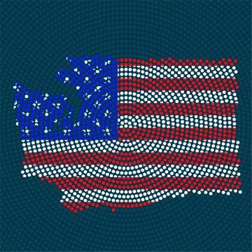 Abstract map USA of radial dots with national flag inside Stock Illustration