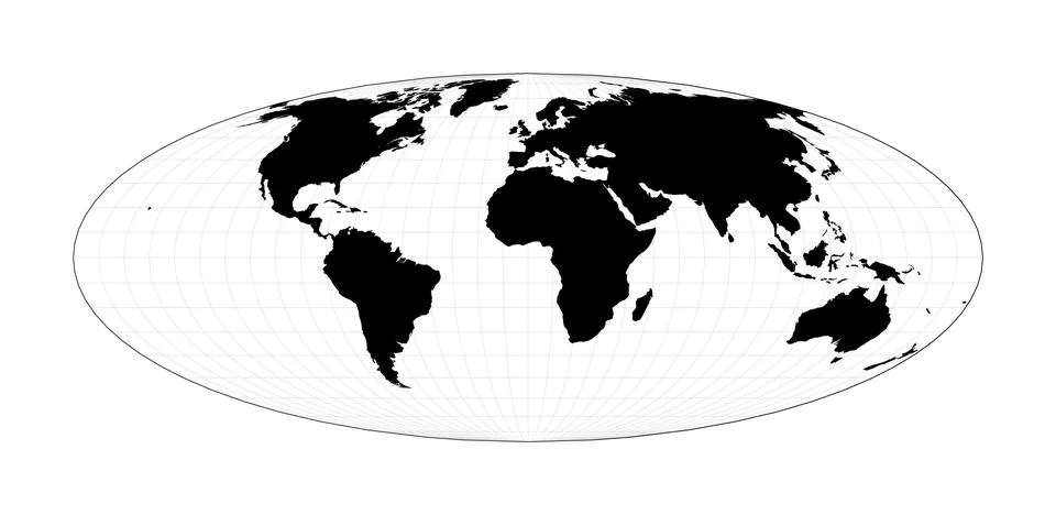 Abstract map of world. Bromley projection. Plan world geographical map with.. イラスト素材