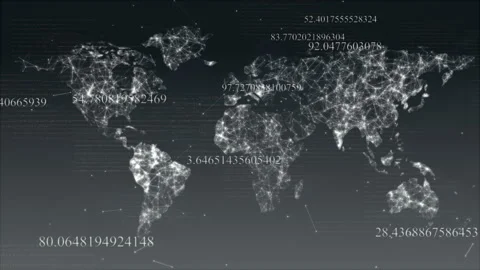 Abstract map of the world with the structure of the plexus, numbers and Stock Footage 94018236