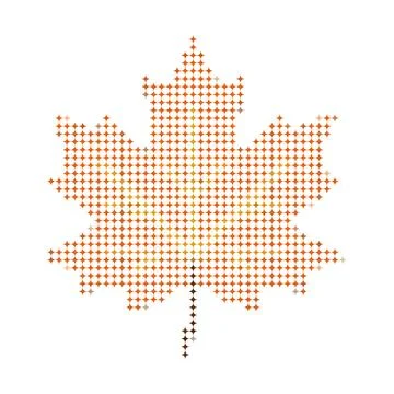 Abstract maple leaf shape composed of colorful autumn dots on white backgroun Stock Illustration
