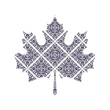 Abstract Maple Leaf Silhouette with Pattern. Vector Stockillustratie