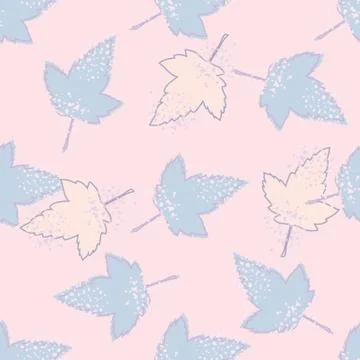Abstract maple leaves seamless pattern on pink background. Cute autumn leaf w Stockillustratie