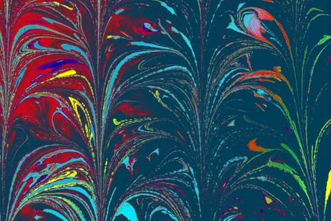 Abstract marble floral pattern texture. Traditional art of Ebru marbling Illustrazione stock