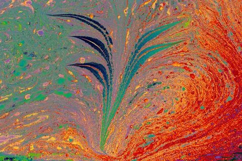 Abstract marble floral pattern texture. Traditional art of Ebru marbling. 스톡 일러스트