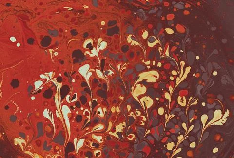 Abstract marble floral pattern texture. Traditional art of Ebru marbling Illustrazione stock