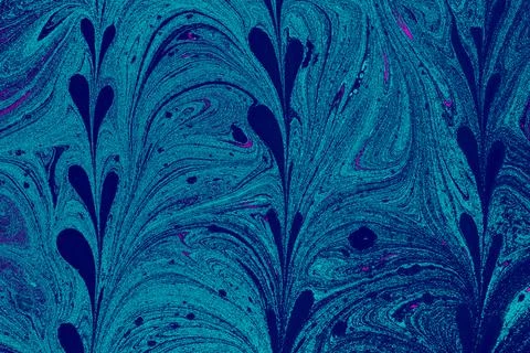 Abstract marble floral pattern texture. Traditional art of Ebru marbling Stock Illustration