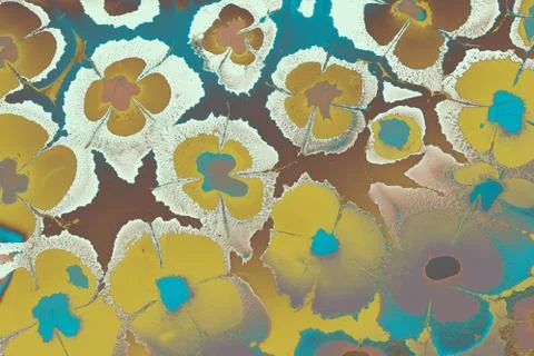 Abstract marble floral pattern texture. Traditional art of Ebru marbling Stock Photos