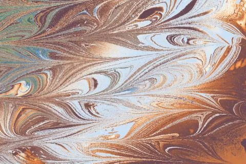 Abstract marble floral pattern texture. Traditional art of Ebru marbling Stock Photos