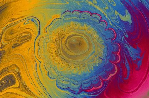 Abstract marble floral pattern texture. Traditional art of Ebru marbling Fotos de archivo