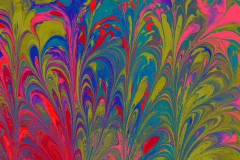 Abstract marble floral pattern texture. Traditional art of Ebru marbling Stock Photos