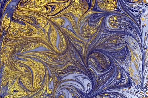 Abstract marble floral pattern texture. Traditional art of Ebru marbling Stock Photos