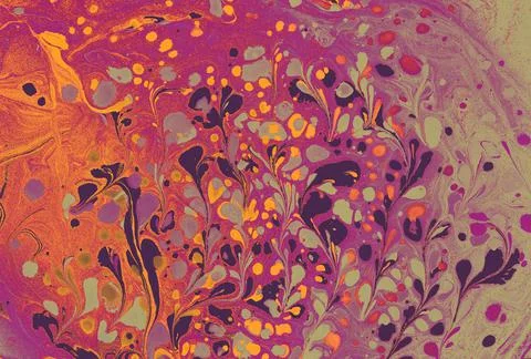 Abstract marble floral pattern texture. Traditional art of Ebru marbling Stock Photos