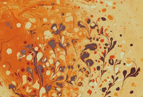 Abstract marble floral pattern texture. Traditional art of Ebru marbling Stock Photos