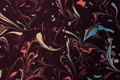 Abstract marble floral pattern texture. Traditional art of Ebru marbling Stock Photos